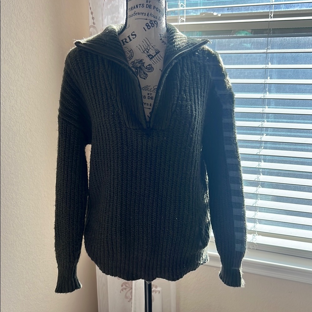 Women's Olive Green Half-Zip Sweater